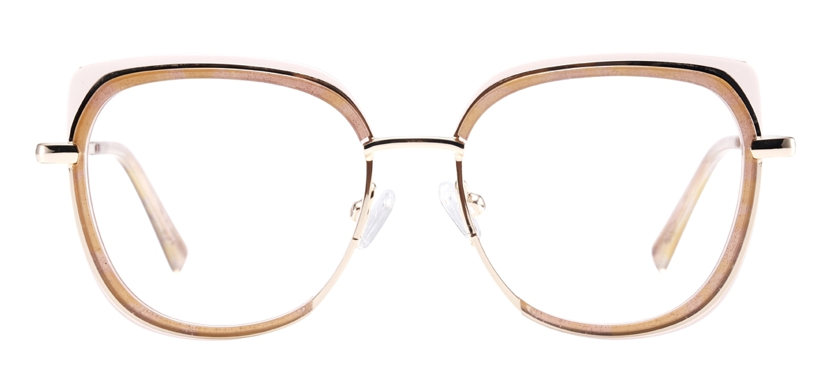 Colorful Cat Eye Spectacles Frame - Brown