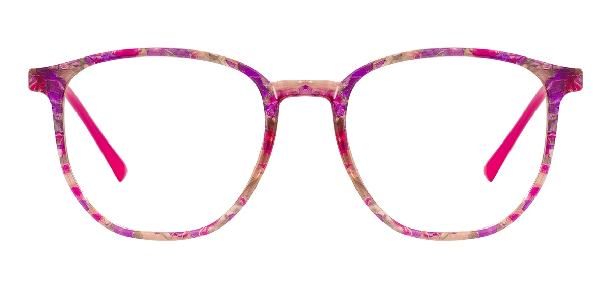 TR Square Glasses Frame With Spring Hinge - Transparent Purple