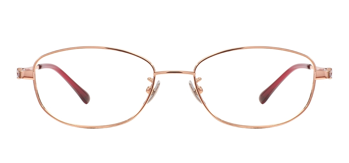 Women Oval Titanium Glasses Frame - Gold