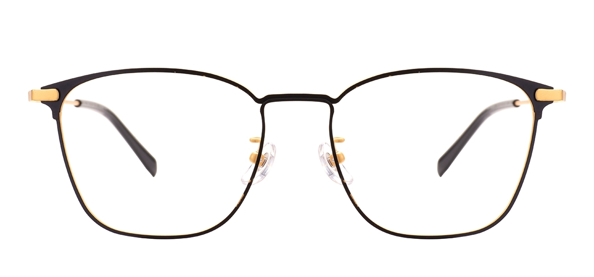 Rectangular Large Classical Eyeglasses - Black Gold