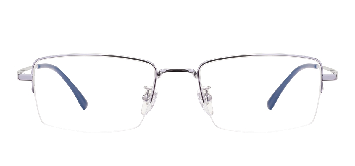 Rectangular Half Rim Eyeglasses - Silver